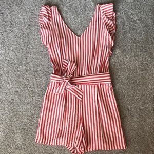 Loft Pink & White Striped Romper